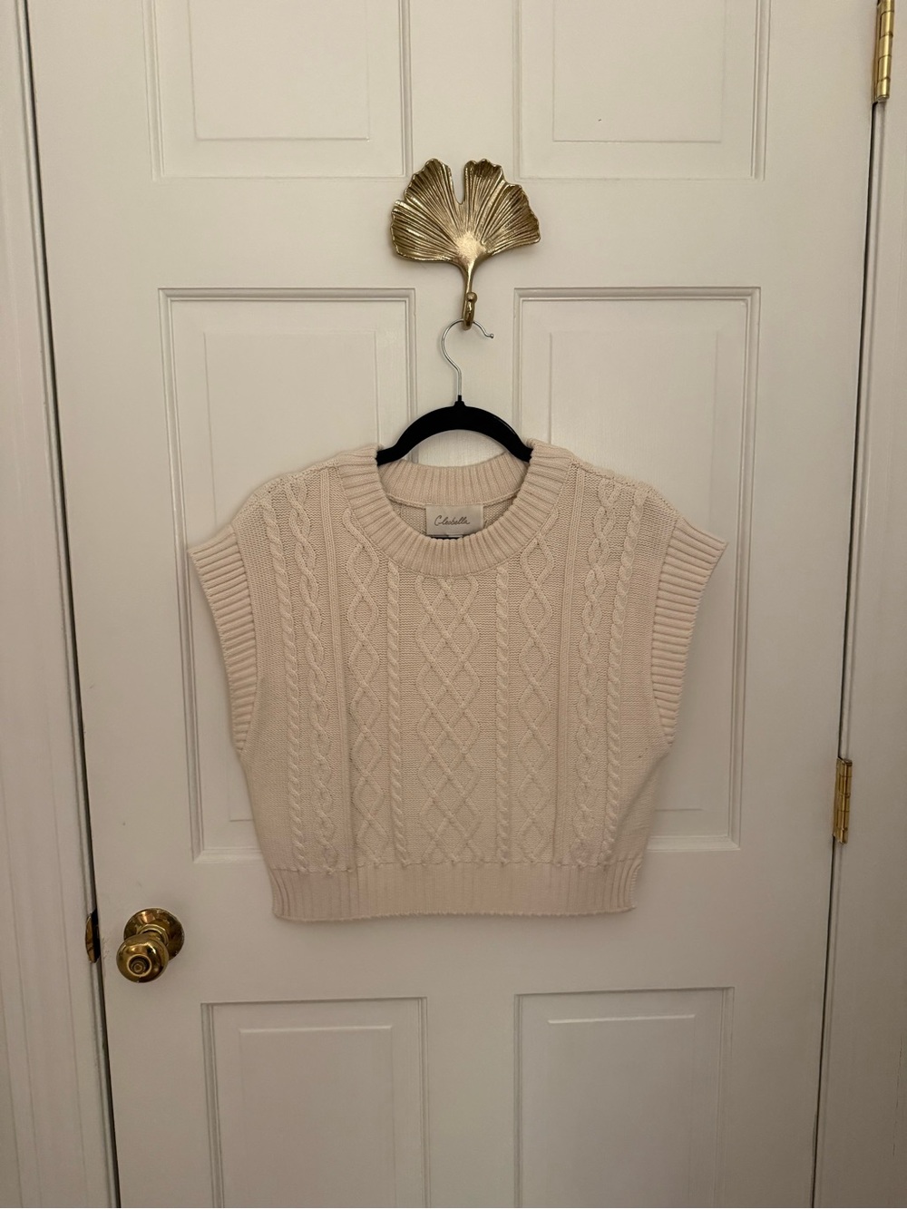 Cleobella Cream Cable Knit Sweater Vest